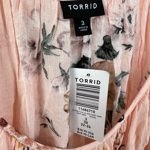 Torrid Pink Floral Swing Cami Top Plus Size - Picture 4 of 6